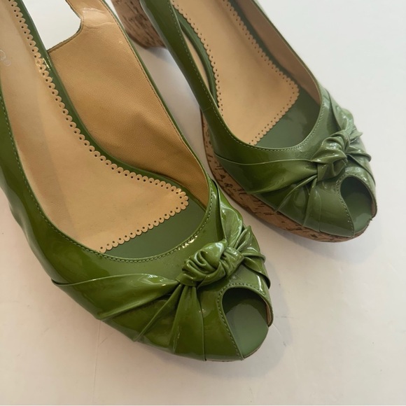 Franco Sarto Green Patent Leather Wedge Sandals - Picture 5 of 8
